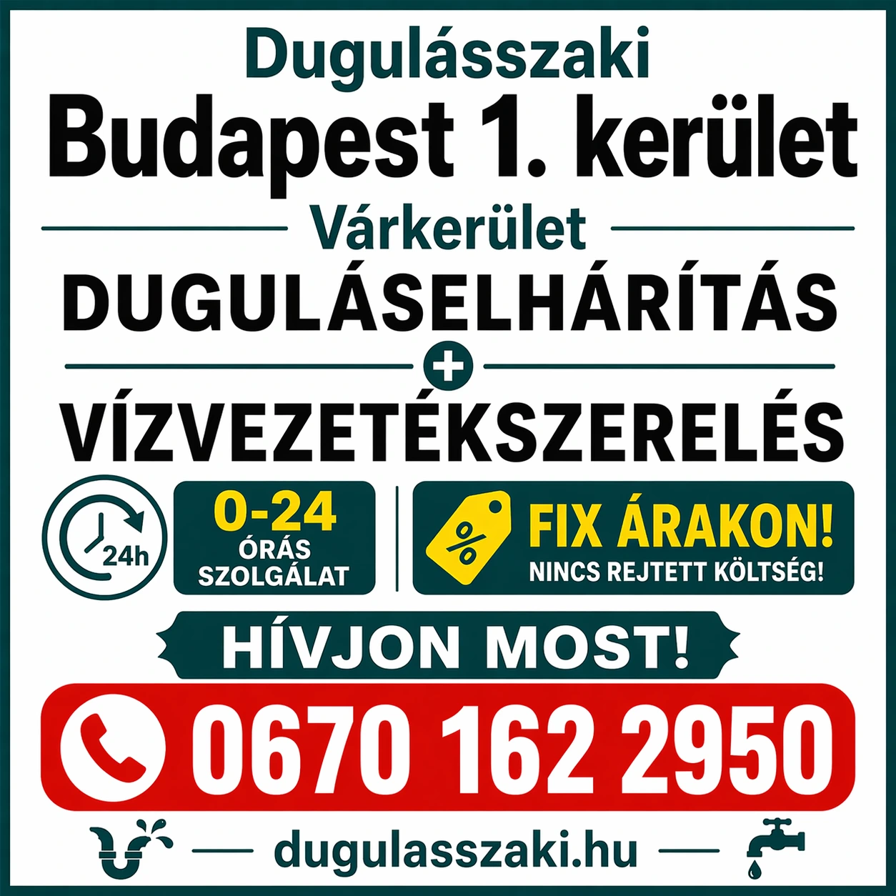 Gyors duguláselhárítás Budavár és az 1. kerület területén